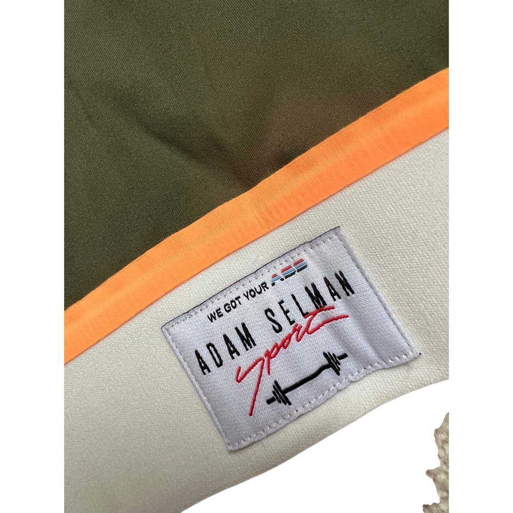 Adam Selman Sport Womens XXS Khaki Green Orange Stripe Racerback Sports Bra NEW - Picture 4 of 5